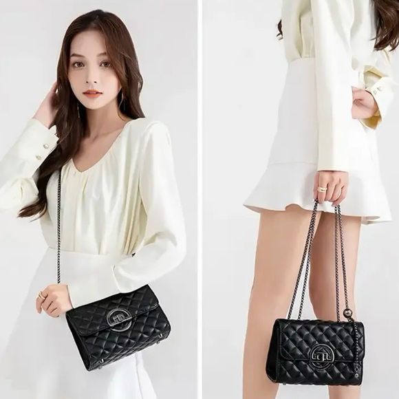 Elegant Unbranded Black Quilted Crossbody Chain Bag- NIP - Picture 11 of 12